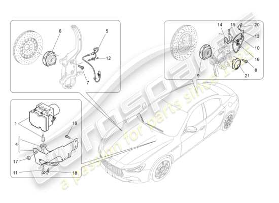 a part diagram from the Maserati Ghibli (2017 onwards) parts catalogue