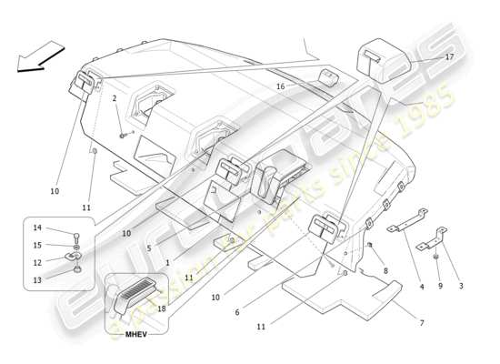 a part diagram from the Maserati Ghibli (2017 onwards) parts catalogue