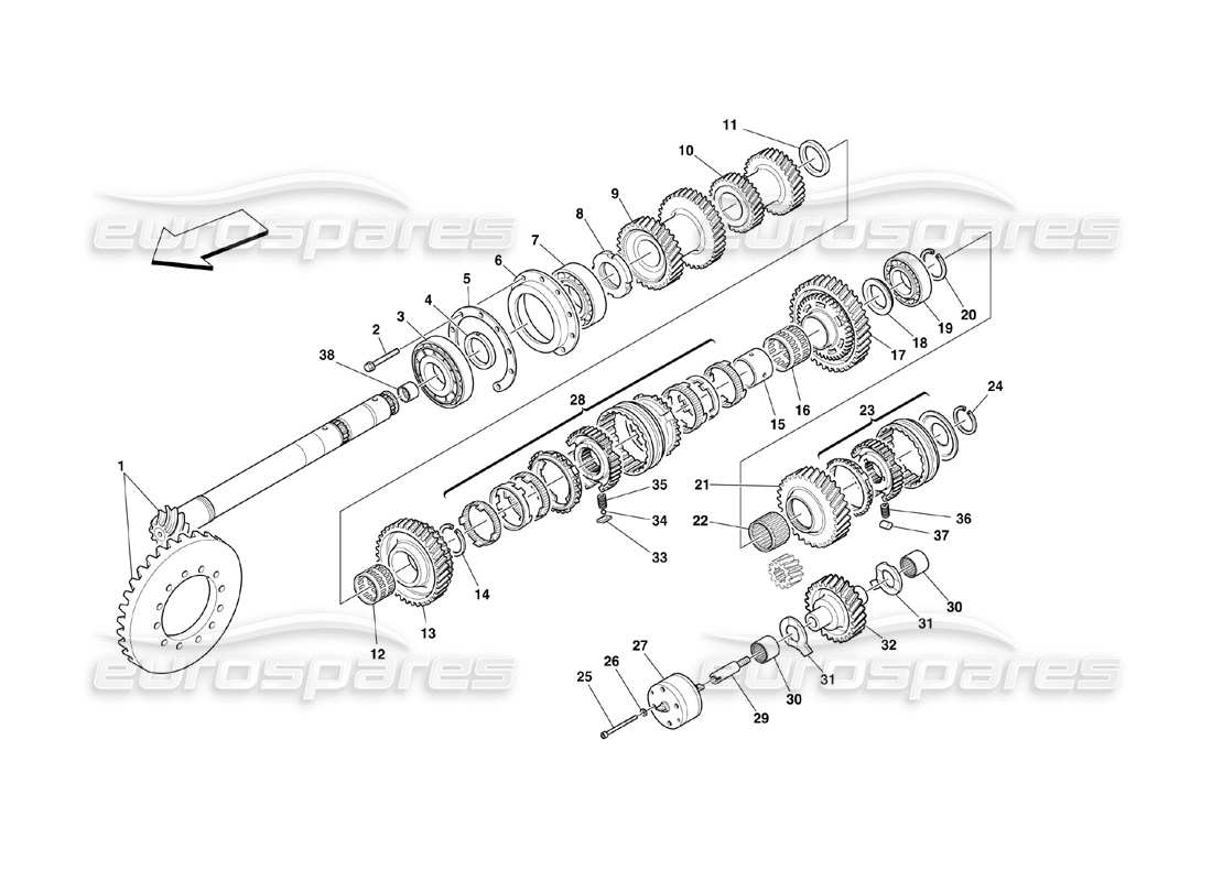 Ferrari 360 Challenge (2000) Lay Shaft Gears Parts Diagram