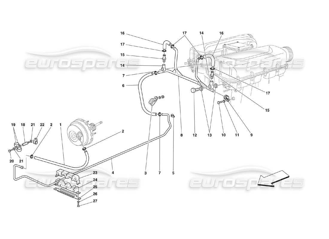 Ferrari 360 Challenge (2000) Brake Booster System Parts Diagram