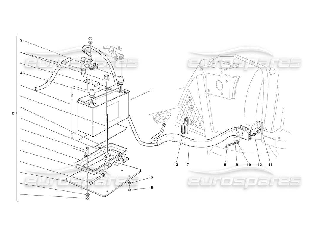 Ferrari 360 Challenge (2000) Battery Parts Diagram