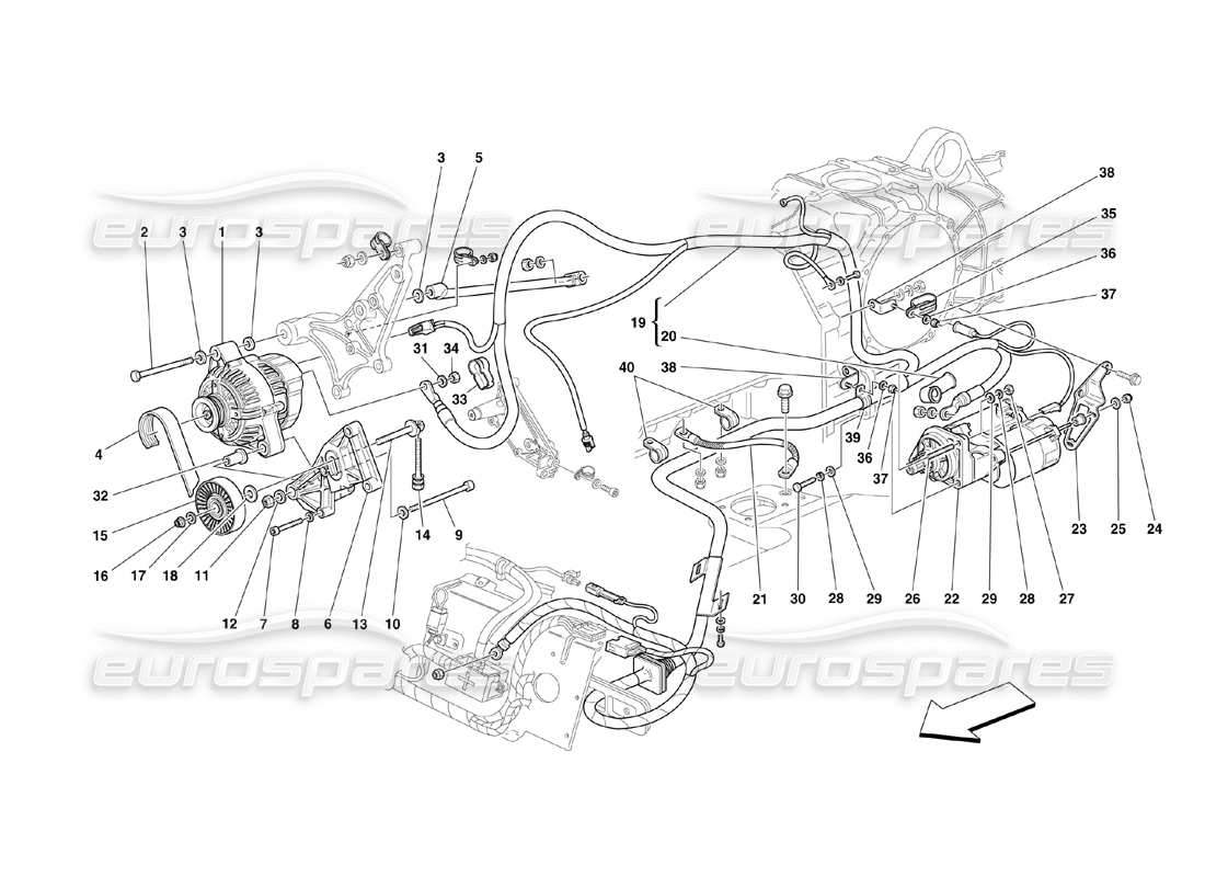Ferrari 360 Challenge (2000) Current Generator - Starting Motor Parts Diagram