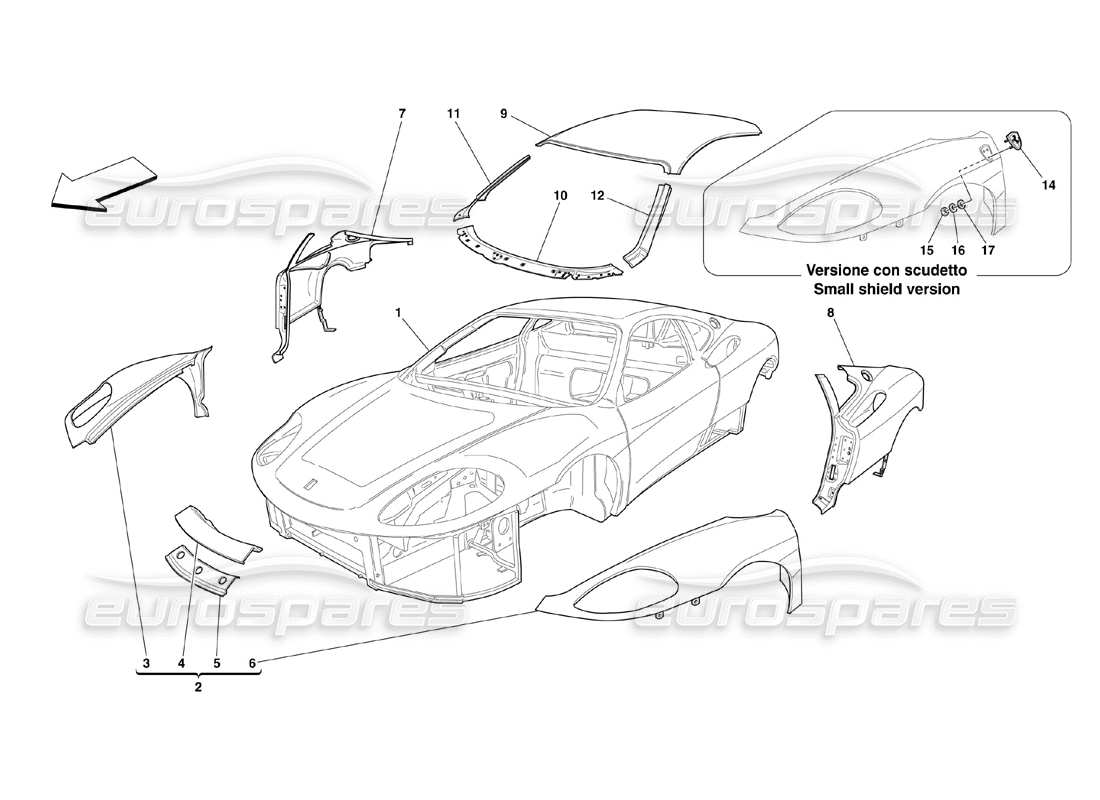 Ferrari 360 Challenge (2000) Body - Outer Trims Parts Diagram