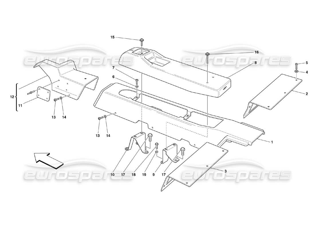 Ferrari 360 Challenge (2000) Tunnel - Framework and Accessories Parts Diagram