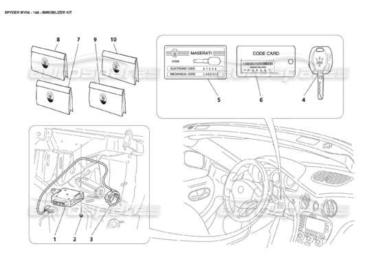 a part diagram from the Maserati 4200 parts catalogue