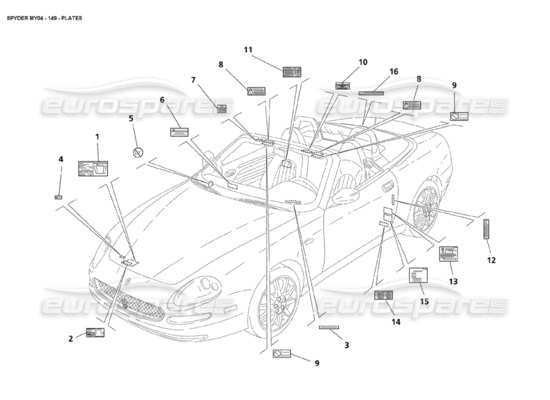 a part diagram from the Maserati 4200 parts catalogue