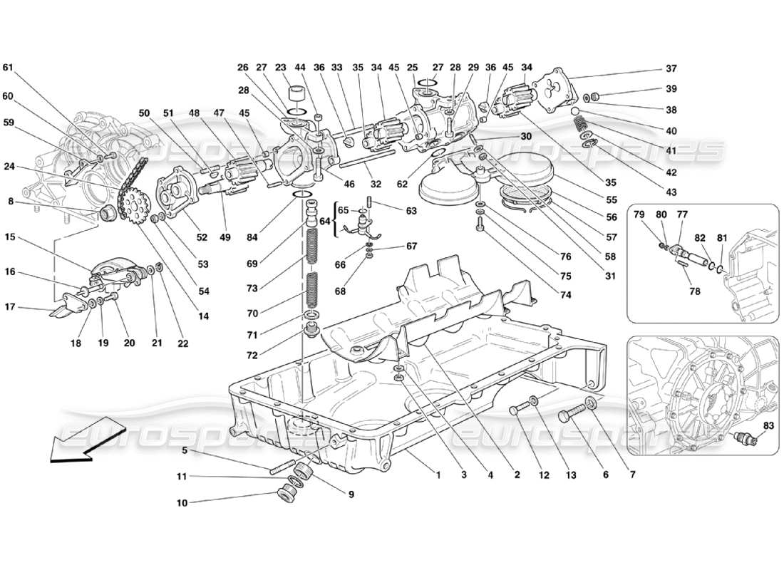Ferrari 360 Challenge Stradale Pumps and Oil Sump Parts Diagram