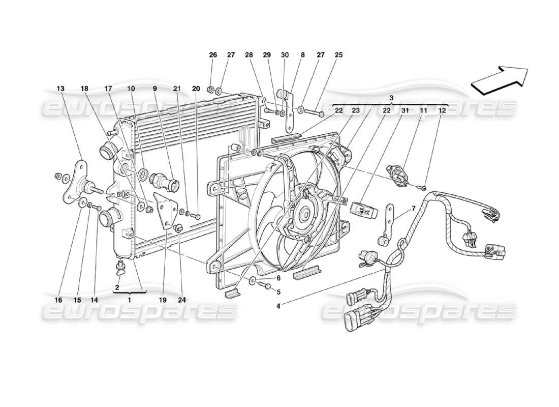 Ferrari 360 Challenge Stradale Cooling System Radiators Parts Diagram