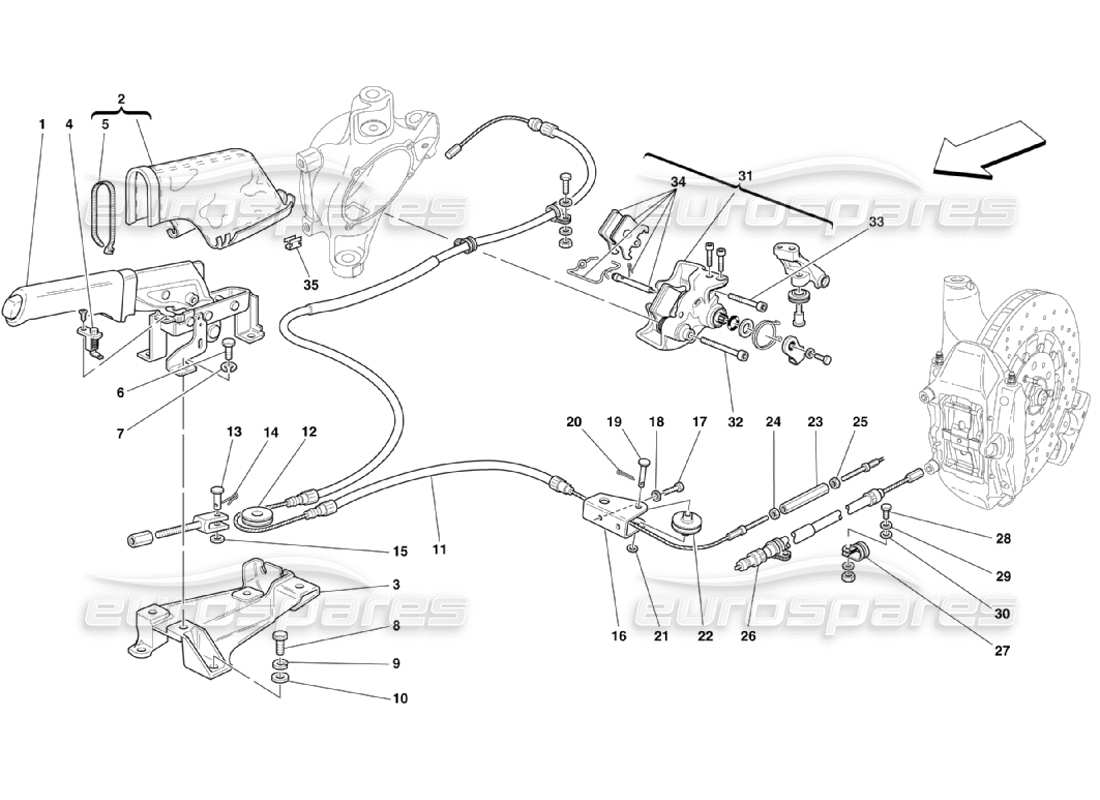 Ferrari 360 Challenge Stradale Hand-Brake Control Parts Diagram