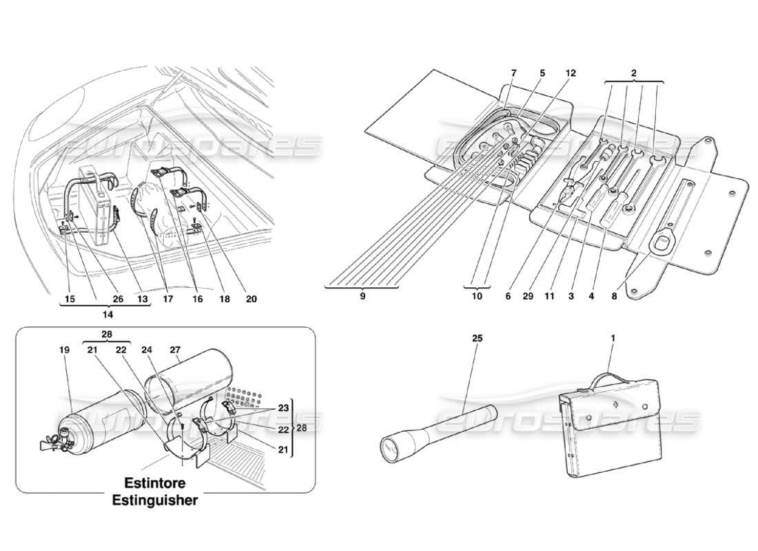 Ferrari 360 Challenge Stradale Tools Equipment and Accessories Parts Diagram