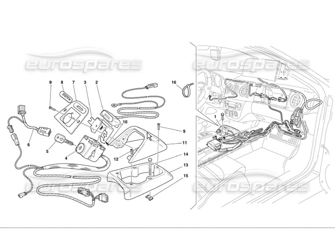 Ferrari 360 Modena Passenger Air-Bag Exclusion Kit Parts Diagram