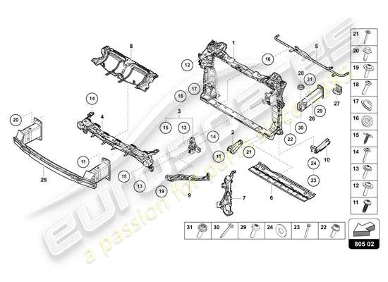 a part diagram from the Lamborghini Urus parts catalogue