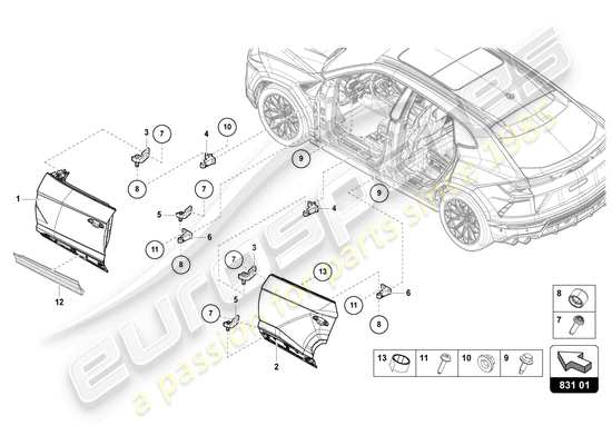 a part diagram from the Lamborghini Urus parts catalogue