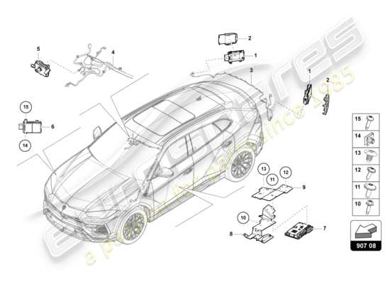 a part diagram from the Lamborghini Urus parts catalogue