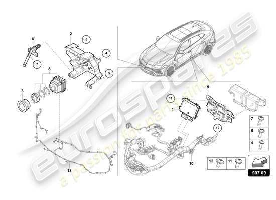 a part diagram from the Lamborghini Urus parts catalogue