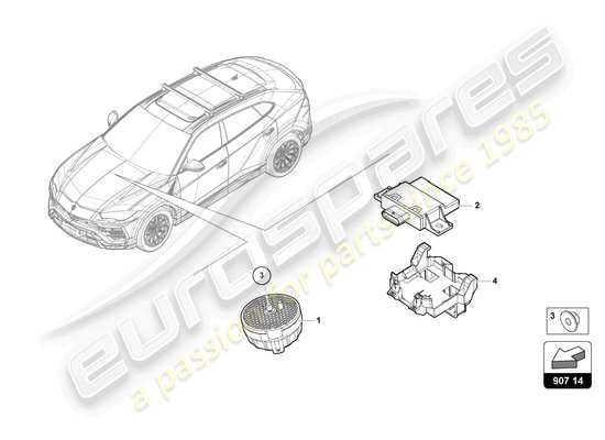 a part diagram from the Lamborghini Urus parts catalogue