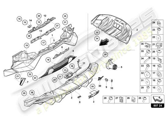 a part diagram from the Lamborghini Aventador Ultimae parts catalogue