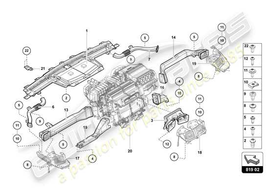 a part diagram from the Lamborghini Aventador Ultimae parts catalogue