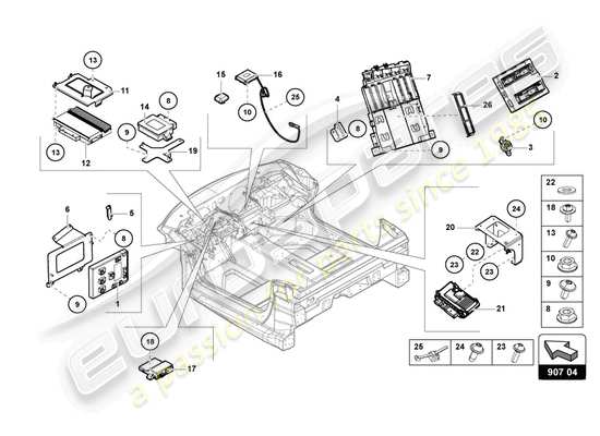 a part diagram from the Lamborghini Aventador Ultimae parts catalogue