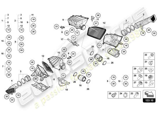 a part diagram from the Lamborghini Huracan STO parts catalogue