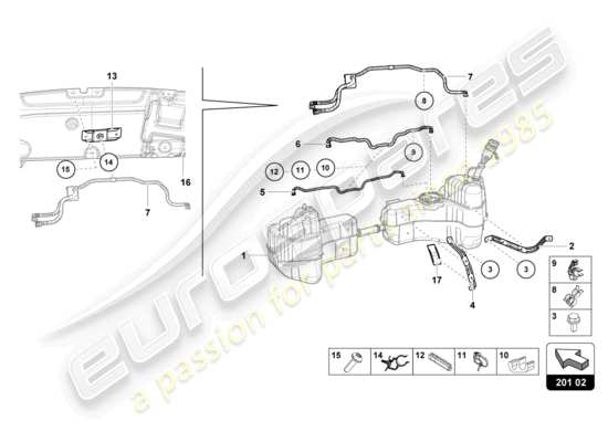 a part diagram from the Lamborghini Huracan STO parts catalogue