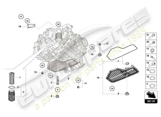 a part diagram from the Lamborghini Huracan STO parts catalogue