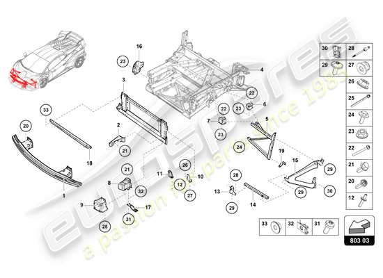 a part diagram from the Lamborghini Huracan STO parts catalogue