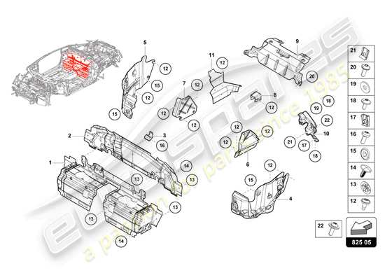 a part diagram from the Lamborghini Huracan STO parts catalogue