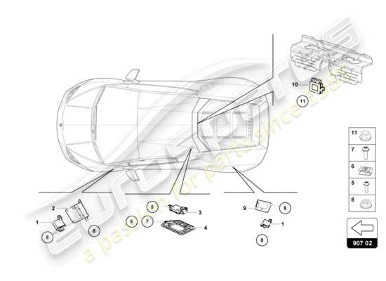 a part diagram from the Lamborghini Huracan STO parts catalogue