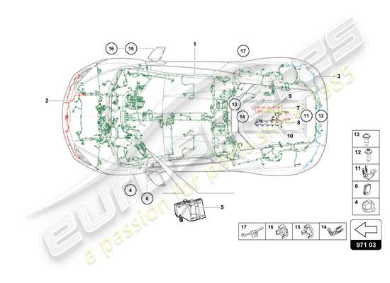 a part diagram from the Lamborghini Huracan STO parts catalogue