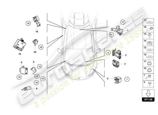 a part diagram from the Lamborghini Huracan STO parts catalogue