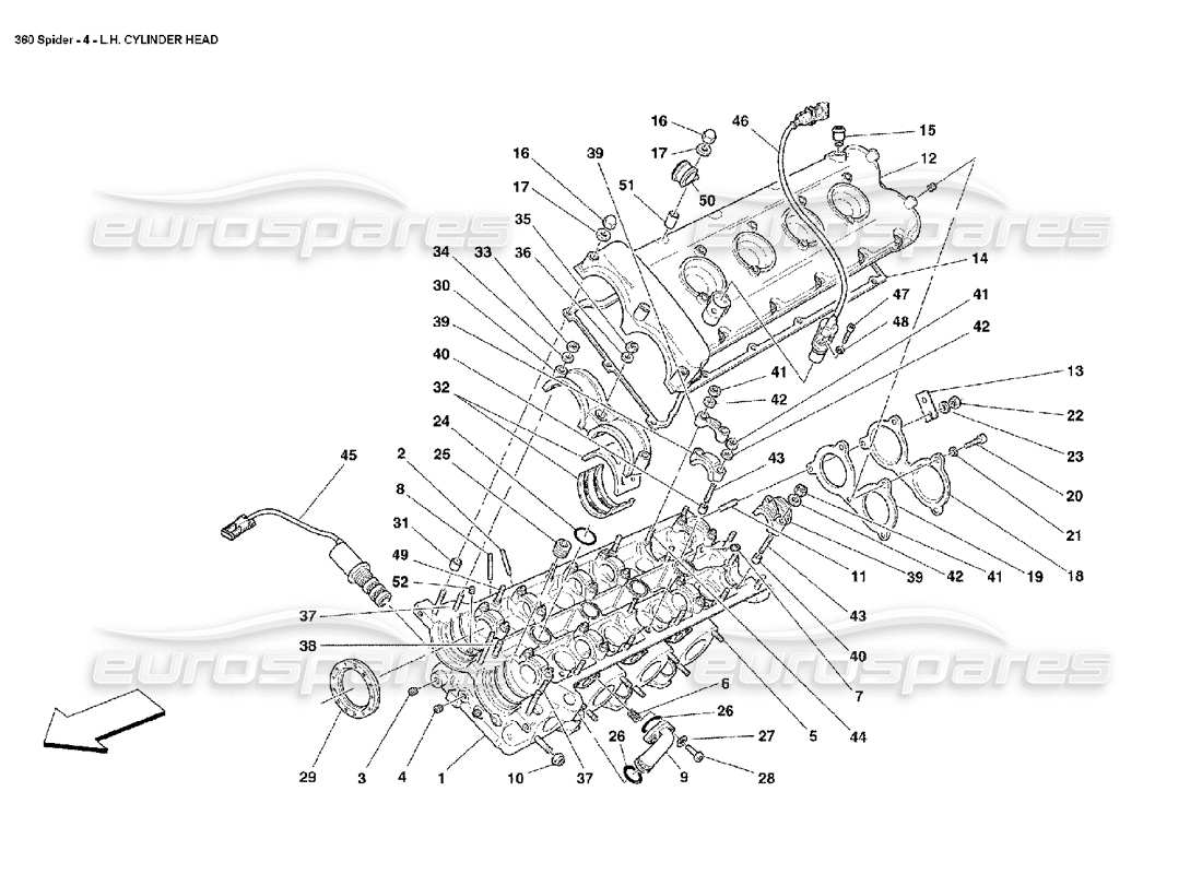 Ferrari 360 Spider LH Cylinder Head Parts Diagram
