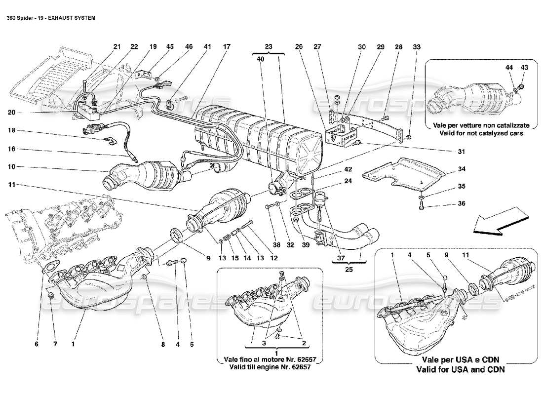 Ferrari 360 Spider Exhaust System Parts Diagram