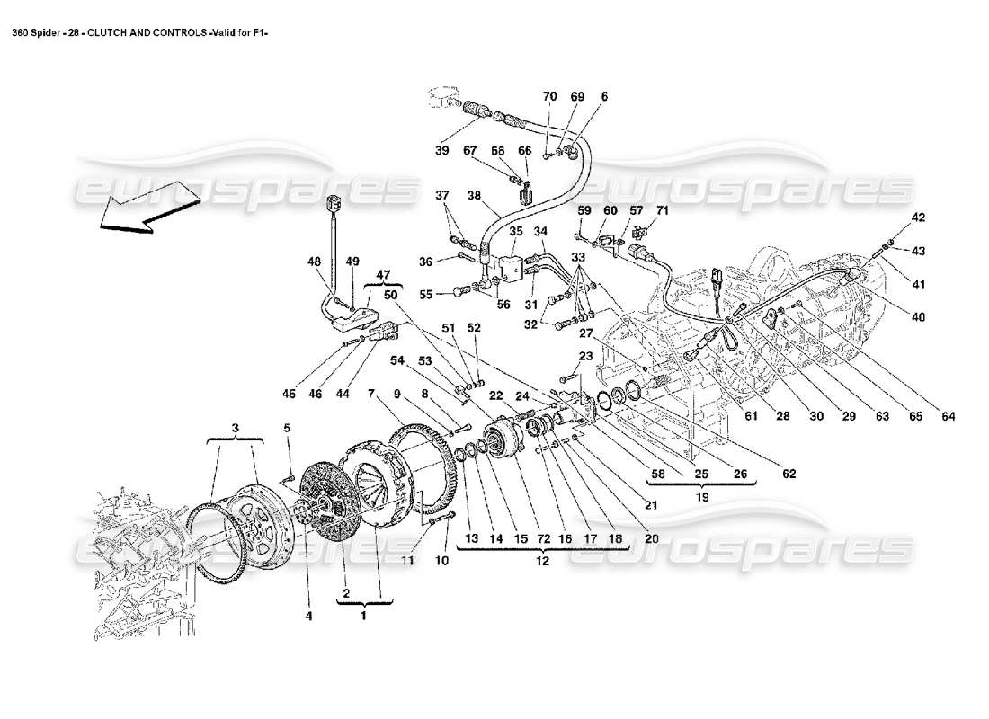 Ferrari 360 Spider Clutch and Controls Parts Diagram