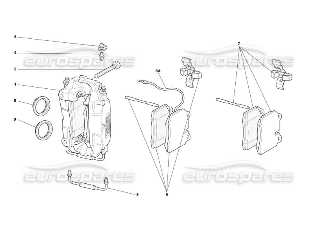 Ferrari 360 Spider Calipers for Front and Rear Brakes Parts Diagram