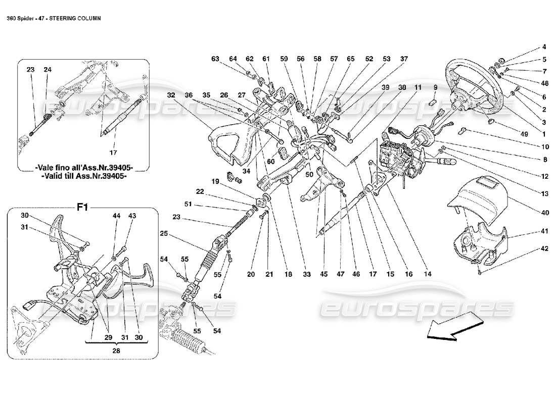 Ferrari 360 Spider Steering Column Parts Diagram