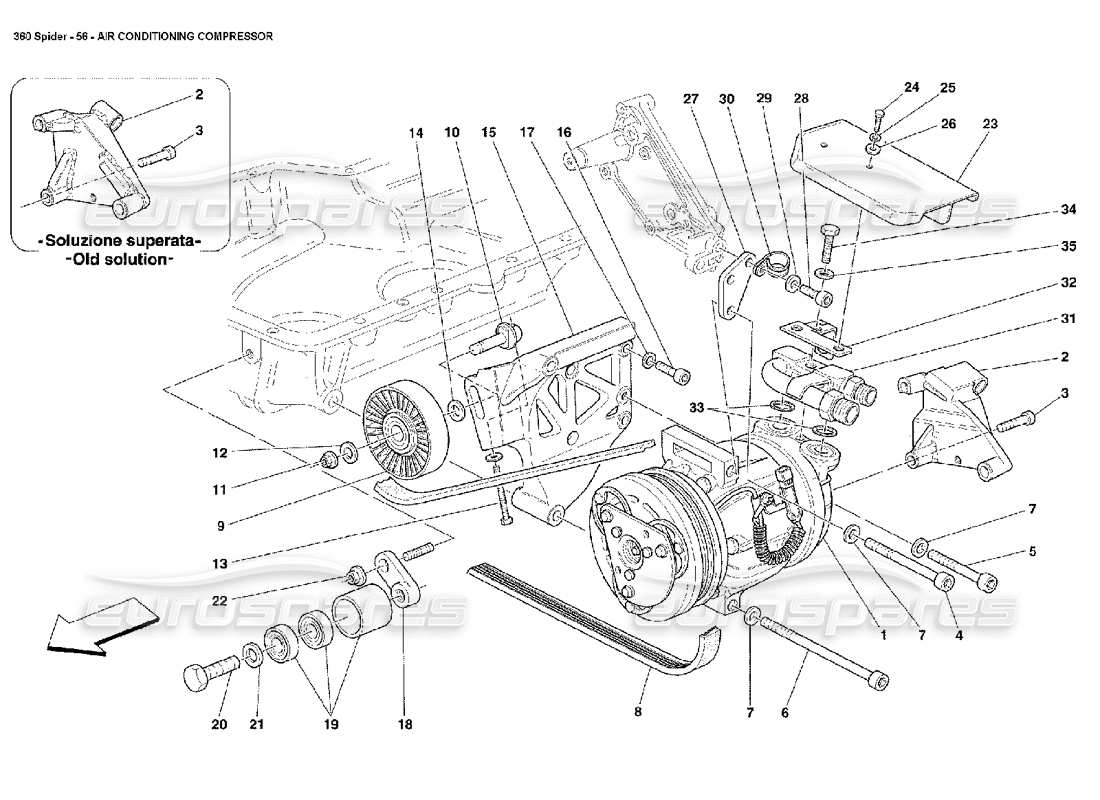 Ferrari 360 Spider AIR CONDITIONING COMPRESSOR Parts Diagram