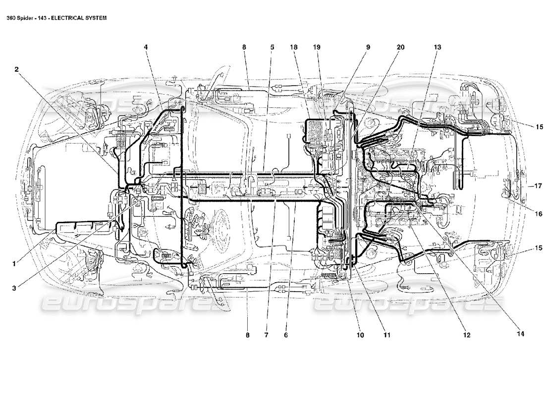 Ferrari 360 Spider electrical system Parts Diagram