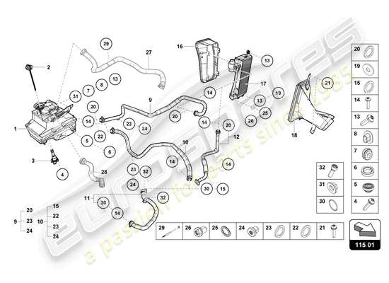 a part diagram from the Lamborghini Huracan STO parts catalogue