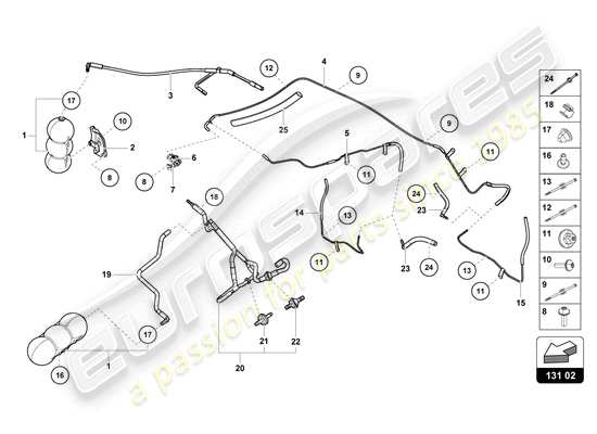 a part diagram from the Lamborghini Huracan STO parts catalogue