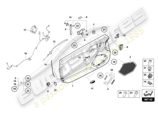 a part diagram from the Lamborghini Huracan STO parts catalogue