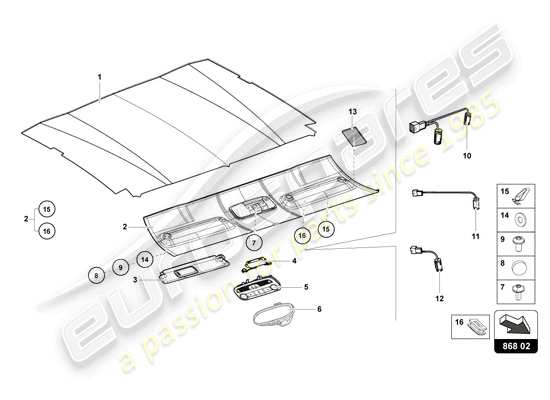 a part diagram from the Lamborghini Huracan STO parts catalogue