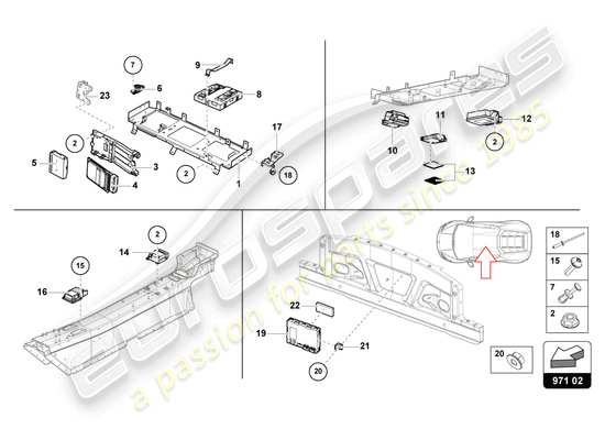 a part diagram from the Lamborghini Huracan STO parts catalogue