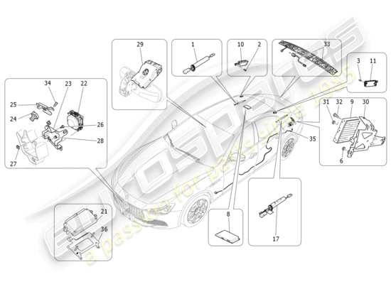 a part diagram from the Maserati Ghibli (2017 onwards) parts catalogue