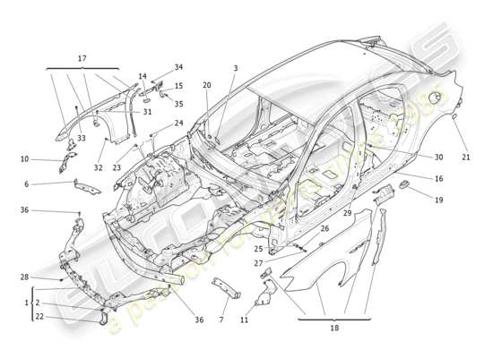 a part diagram from the Maserati Ghibli (2017 onwards) parts catalogue