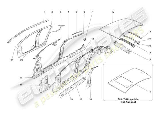 a part diagram from the Maserati Ghibli (2017 onwards) parts catalogue