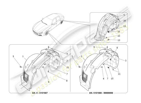 a part diagram from the Maserati Ghibli (2017 onwards) parts catalogue