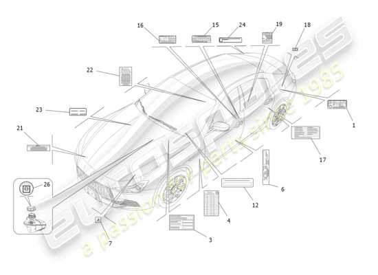 a part diagram from the Maserati Ghibli (2017 onwards) parts catalogue