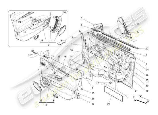 a part diagram from the Maserati Ghibli (2017 onwards) parts catalogue