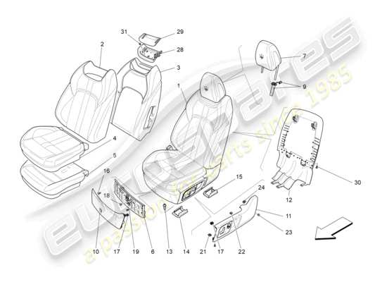 a part diagram from the Maserati Ghibli (2017 onwards) parts catalogue